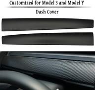 🚘 lmzx tesla model 3 model y dashboard cover wrap - carbon fiber pattern abs matte dash cover wrap cap for tesla model 3 (2017-2021) and model y - upgrade your tesla dashboard with stylish accessories logo