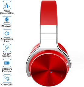 img 3 attached to 🎧 Silensys E7 PRO Wireless Over Ear Headphones with Active Noise Cancelling, Deep Bass, and Microphone - Bluetooth, Comfortable Fit, 30H Playtime - for TV, Computer, Cellphone - Red
