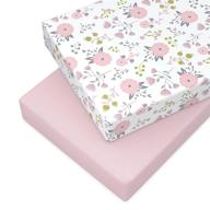 premium organic cotton pack n play sheets with floral design - compatible with graco pack n play & mini crib - pickle & pumpkin quality sheets logo