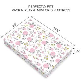img 3 attached to Premium Organic Cotton Pack n Play Sheets with Floral Design - Compatible with Graco Pack n Play & Mini Crib - Pickle & Pumpkin Quality Sheets