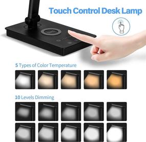 img 3 attached to 💡 Modern Black LED Desk Lamp with Wireless Charger, USB Charging Port, and Adjustable Design - Ideal Table Light for Home, Office, College Dorm Room, Computer - Perfect Study Lamp for Students - Great Birthday Gift