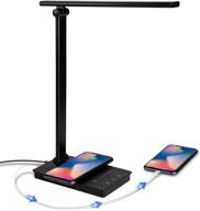 💡 modern black led desk lamp with wireless charger, usb charging port, and adjustable design - ideal table light for home, office, college dorm room, computer - perfect study lamp for students - great birthday gift логотип