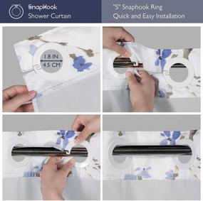 img 3 attached to 🚿 Lagute SnapHook Hook-Free Blue Blossom Shower Curtain с съемным подкладом, окном сверху, разрешением для гостиниц, стиркой в машине, 71Wx74L