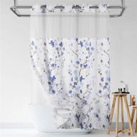 🚿 lagute snaphook hook-free blue blossom shower curtain с съемным подкладом, окном сверху, разрешением для гостиниц, стиркой в машине, 71wx74l логотип