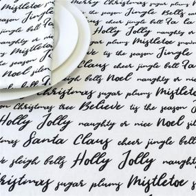 img 3 attached to 🎄 Charming Christmas Napkins: Jingle Mistletoe Off White for Festive Tablescape