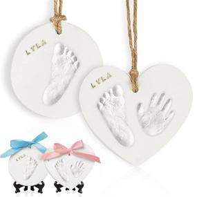 img 4 attached to Personalized Baby Handprint Footprint Ornament Kit - Newborn Imprint Keepsake for Baby Girl or Boy - Ideal New Baby Gifts for New Parents - Hand Print Christmas Ornament Kit (Multi-Colored)