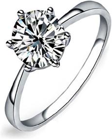 img 4 attached to Maikun Women's 18k White Gold Rings - Platinum-Plated CZ Wedding Engagement Valentine's Day Gift