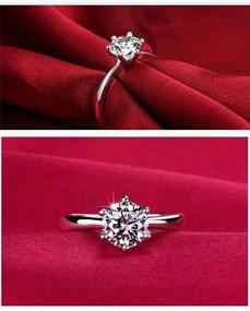 img 2 attached to Maikun Women's 18k White Gold Rings - Platinum-Plated CZ Wedding Engagement Valentine's Day Gift