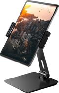 🔽 maxonar ipad stand - adjustable aluminum alloy tablet stand for desk, 360° swivel foldable ipad pro 12.9 holder mount cradle dock for kitchen bedside office desktop showcase display (4-14 inch), grey logo