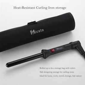 img 2 attached to 🌪️ Micsta Long Barrel Curling Iron with Negative Ions, Ceramic Coated, Dual Voltage Curling Wand for Fast Styling of Long Hair, Quick Heating for Beach Wave Hair, Includes Glove and Mat, Black (3/4" Round)