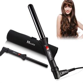 img 4 attached to 🌪️ Micsta Long Barrel Curling Iron with Negative Ions, Ceramic Coated, Dual Voltage Curling Wand for Fast Styling of Long Hair, Quick Heating for Beach Wave Hair, Includes Glove and Mat, Black (3/4" Round)