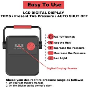 img 3 attached to 🚗 Car Tire Inflator: Portable 12V DC Air Pump with Digital Pressure Gauge, LED Light, and Emergency Hanger - 150 PSI Performance Inflator for Cars, Motorcycles, Bikes, and Balloons
