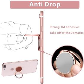 img 1 attached to 📱 Кольцо для телефона "Rose Gold" с подставкой для пальца - универсальная подставка для сотового телефона с вращением на 360°, металлическое кольцо для магнитного крепления в автомобиле - совместимо со всеми смартфонами.