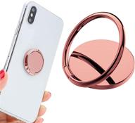 📱 rose gold phone ring holder finger kickstand - universal cell phone cradle with 360° rotation, metal ring holder for magnetic car mount - compatible with all smartphones logo