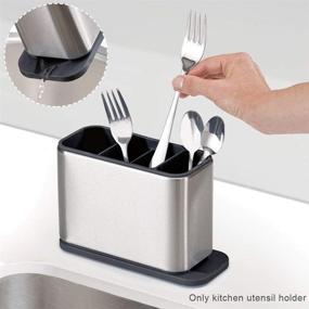 img 3 attached to 🔪 Stainless Steel Utensil Holder Drainer with Drain Holes | Kitchen Utensil Drying Rack and Cutlery Organizer for Sinkware and Countertop | Cooking Utensil Holder | Kitchen Tool Storage