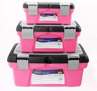 🔧 versatile and stylish pink stackable tool boxes with top compartment and removable trays - apollo tools dt5005p logo