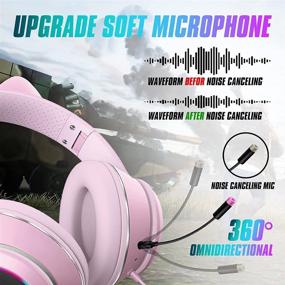img 1 attached to 🎧 Mokata Gaming Headphone Wired AUX 3.5mm Over Ear Cat LED Light Fit Adults and Kids Foldable Stereo Headset Earmuffs with Microphone for PC PS4 PS5 Game Cellphone Laptop Pad H02 Pink