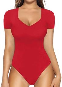 img 4 attached to 👗 MANGOPOP Sweetheart Bodysuit Jumpsuit for Women: A Stylish Addition to Women's Clothing Collection