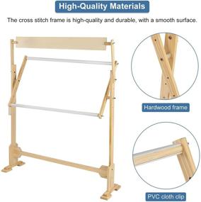 img 1 attached to 🧵 Cocoarm Adjustable Wooden Embroidery Frame: Large Size 360° Rotating Stand for Cross Stitch, Needlework, and Sewing Projects