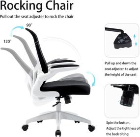 img 3 attached to 🪑 White Ergonomic Office Chair - HOMIDEC Comfortable Computer Desk Chair with Lumbar Support, Flip-up Arms, Rocking Function, Adjustable Height, and Swivel, Ideal for Home Office Tasks