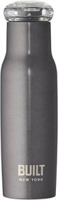 img 4 attached to BUILT Charcoal Vacuum Insulated Flip Top Water Bottle with Double Wall Stainless Steel - Model 5193427