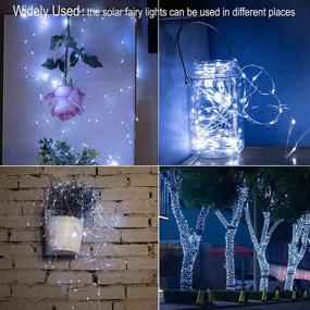 img 2 attached to 🌟 Waterproof Outdoor Solar Fairy Lights - 2 Pack of White Christmas String Lights with 100 LEDs, 33ft Copper Wire, 8 Modes, Remote Control - Ideal for Patio, Garden, Party, and Home Decoration