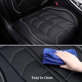 img 3 attached to 🌧️ Coverado Waterproof Leatherette Front Seat Covers - Universal Fit, 2-Piece Car Seat Protectors with Line Pattern for Vehicles, Sedans, SUVs, Trucks, and Vans