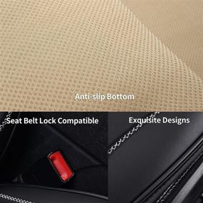 img 2 attached to 🌧️ Coverado Waterproof Leatherette Front Seat Covers - Universal Fit, 2-Piece Car Seat Protectors with Line Pattern for Vehicles, Sedans, SUVs, Trucks, and Vans