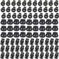 🧵 tihood plastic spring fastener cord lock toggle stopper buttons - diy kit (2-hole ellipse 50pcs, 1-hole cylinder 50pcs, 1-hole ball 50pcs) logo