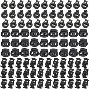 img 4 attached to 🧵 TIHOOD Plastic Spring Fastener Cord Lock Toggle Stopper Buttons - DIY Kit (2-Hole Ellipse 50pcs, 1-Hole Cylinder 50pcs, 1-Hole Ball 50pcs)