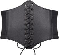 elastic lace-up black corset belt for women, wide tied waist belt – ideal for dressing women logo