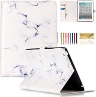 📱 white marble ipad case - dteck(tm) slim flip pu leather wallet case with card slots/money pouch, kickstand & magnetic closure for apple ipad 2 3 4, full body protective cover logo