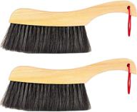 🧹 2pcs wood handle natural bristle brush set - versatile soft cleaning brush for home, hotel, office, and car cleaning – ideal for clothes, dust, hair, sofa, bed sheets, bedspread, carpet logo