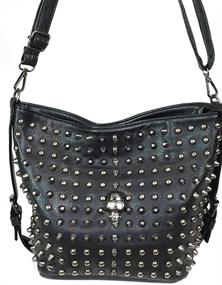 img 2 attached to Zzfab Skull Studded Cross Body Shoulder Bag Black - Trendsetting Fashion for Women