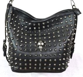 img 3 attached to Zzfab Skull Studded Cross Body Shoulder Bag Black - Trendsetting Fashion for Women