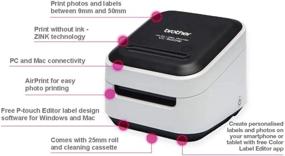 img 3 attached to 🖨️ Белый беспроводной компактный цветной принтер Brother VC-500W для печати ярлыков и фотографий, размеры 3,8" x 4,4" x 4,6" (VC500W) - Универсальный и оптимизированный для SEO