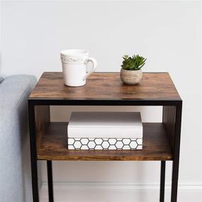 img 1 attached to 🪑 Iris USA SDT Metal Side Table with Wood Accent: Versatile Sofa End Table, Computer Desk, Coffee Snack, and Night Stand – A-Shape Design