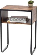 🪑 iris usa sdt metal side table with wood accent: versatile sofa end table, computer desk, coffee snack, and night stand – a-shape design logo