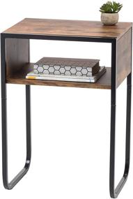 img 4 attached to 🪑 Iris USA SDT Metal Side Table with Wood Accent: Versatile Sofa End Table, Computer Desk, Coffee Snack, and Night Stand – A-Shape Design