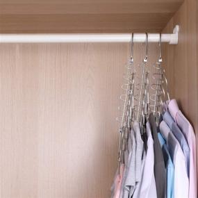 img 3 attached to GEFTOL Metal Space Saving Hangers 12 Slots - New Version Hanger Magic Cascading Hanger Closet Wardrobe Clothes Organizer (4 Pack)