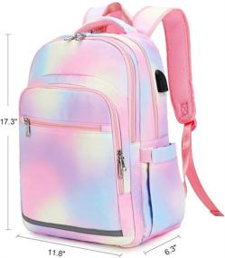 img 3 attached to Laptop Backpack Women 15 Inch Rainbow Bookbag College School Bag Travel Rucksack With USB Port Water Resistant Casual Daypack (Rainbow-0028)