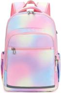 laptop backpack women 15 inch rainbow bookbag college school bag travel rucksack with usb port water resistant casual daypack (rainbow-0028) logo