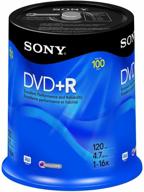 sony dvd+r 4.7 gb printable recordable dvd's - 100 disc spindle pack: enhanced storage solution with printable surface discs logo