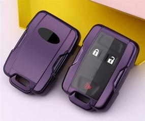 img 2 attached to Horande 360 Degree Protection Soft TPU Key Fob Cover Case Fit For 2015-2018 Chevy Silverado 1500 Tahoe Colorado Suburban 2019-2021 GMC Sierra Canyon SLT Smart Key (Purple)