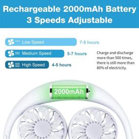 img 2 attached to 🌀 TOA Electric Rechargeable Neck Fan - Hands-Free, Portable Mini Fan for Jogging, Cycling, Outdoor Activities, Traveling - USB Charging, Easy Direction Adjustment (White)