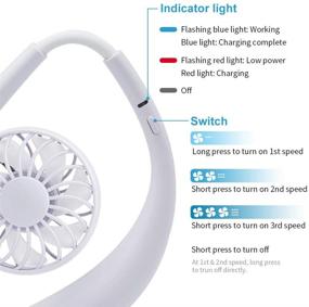 img 3 attached to 🌀 TOA Electric Rechargeable Neck Fan - Hands-Free, Portable Mini Fan for Jogging, Cycling, Outdoor Activities, Traveling - USB Charging, Easy Direction Adjustment (White)
