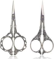 bihrtc scissors: 4.5 inch plum blossom & european style stainless steel sewing shears for cross stitch, embroidery & handcraft - silver scissors logo