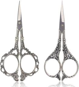 img 4 attached to Bihrtc Scissors: 4.5 Inch Plum Blossom & European Style Stainless Steel Sewing Shears for Cross Stitch, Embroidery & Handcraft - Silver Scissors