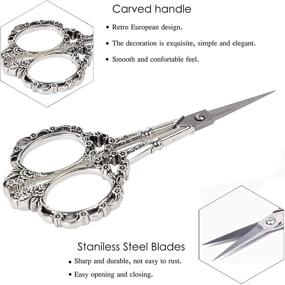 img 3 attached to Bihrtc Scissors: 4.5 Inch Plum Blossom & European Style Stainless Steel Sewing Shears for Cross Stitch, Embroidery & Handcraft - Silver Scissors