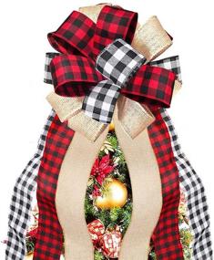 img 4 attached to 🎄 Svnntaa Large Christmas Tree Topper Buffalo Plaid Decorative Bow - Handmade Farmhouse Gift Bow for Holiday Home Décor: Door, Banister & Christmas Bows